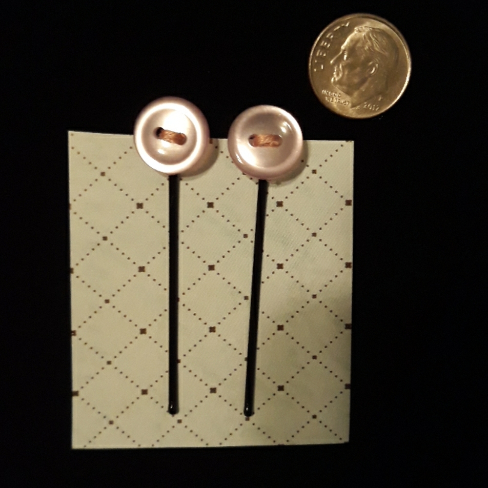 Pearly Pink Button Hair Pin
